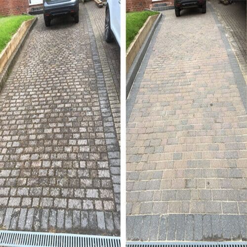 vyčištěná příjezdová cesta, rozdíl