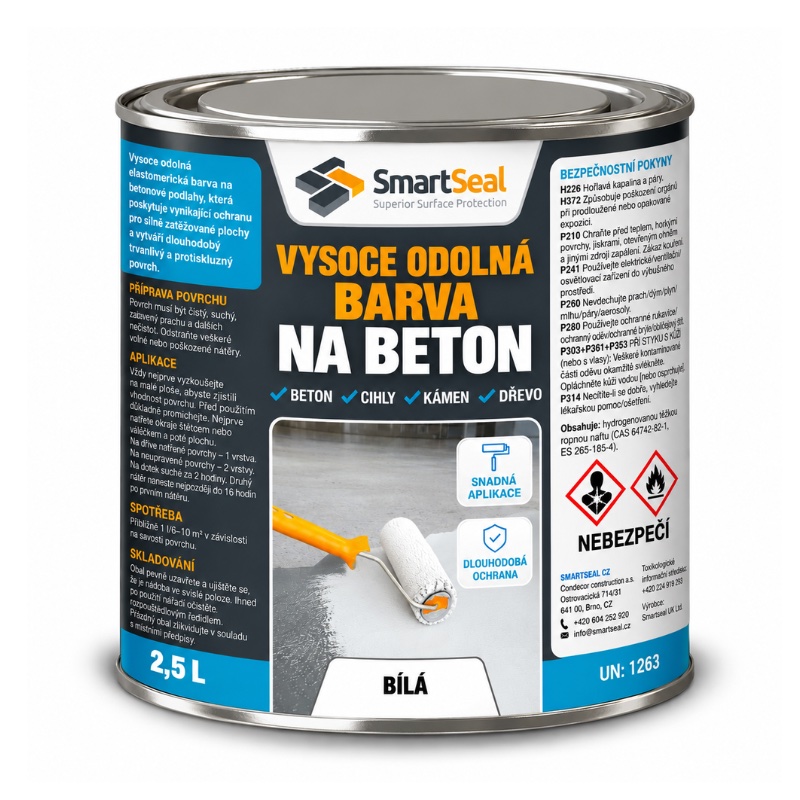 plechovka-2,5l, vysoce odolná barva na beton, bílá
